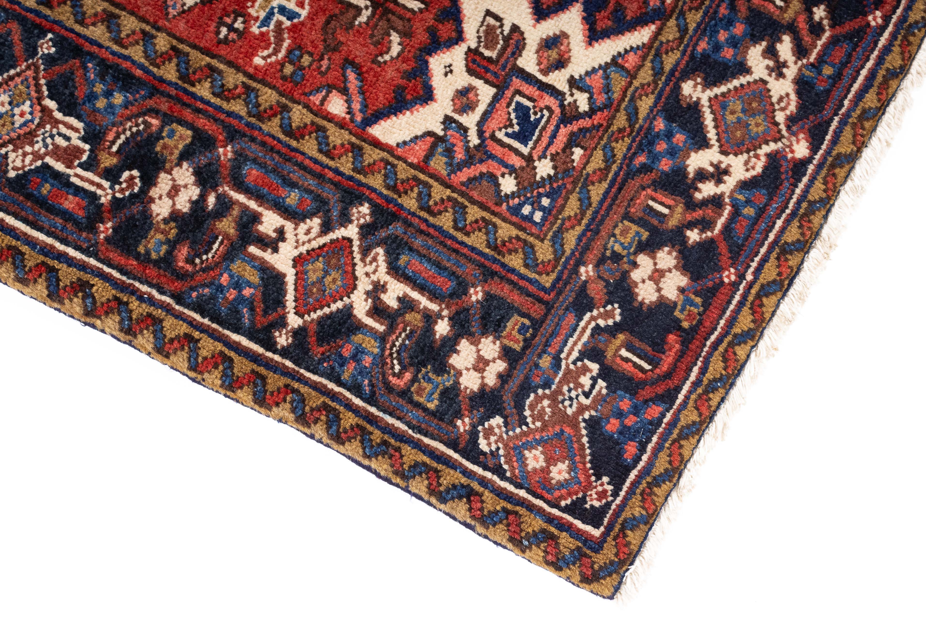 Vintage Persian Heriz Rug <br> 4'4 x 5'10