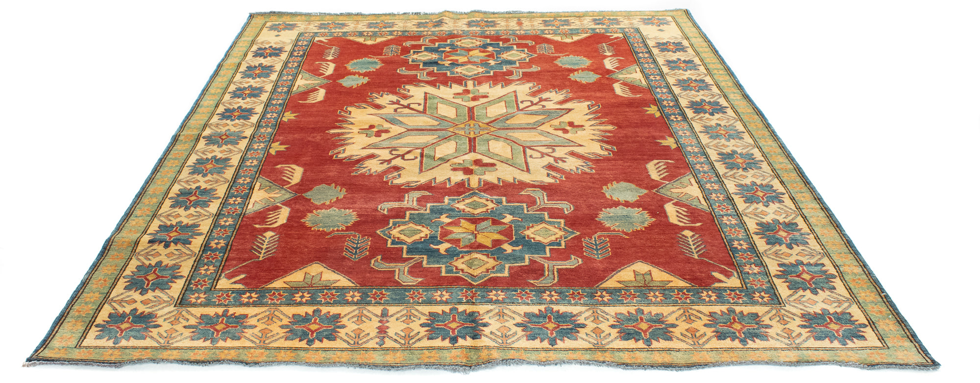 New Pak Kazak Tribal Rug <br> 7'5 x 10'0