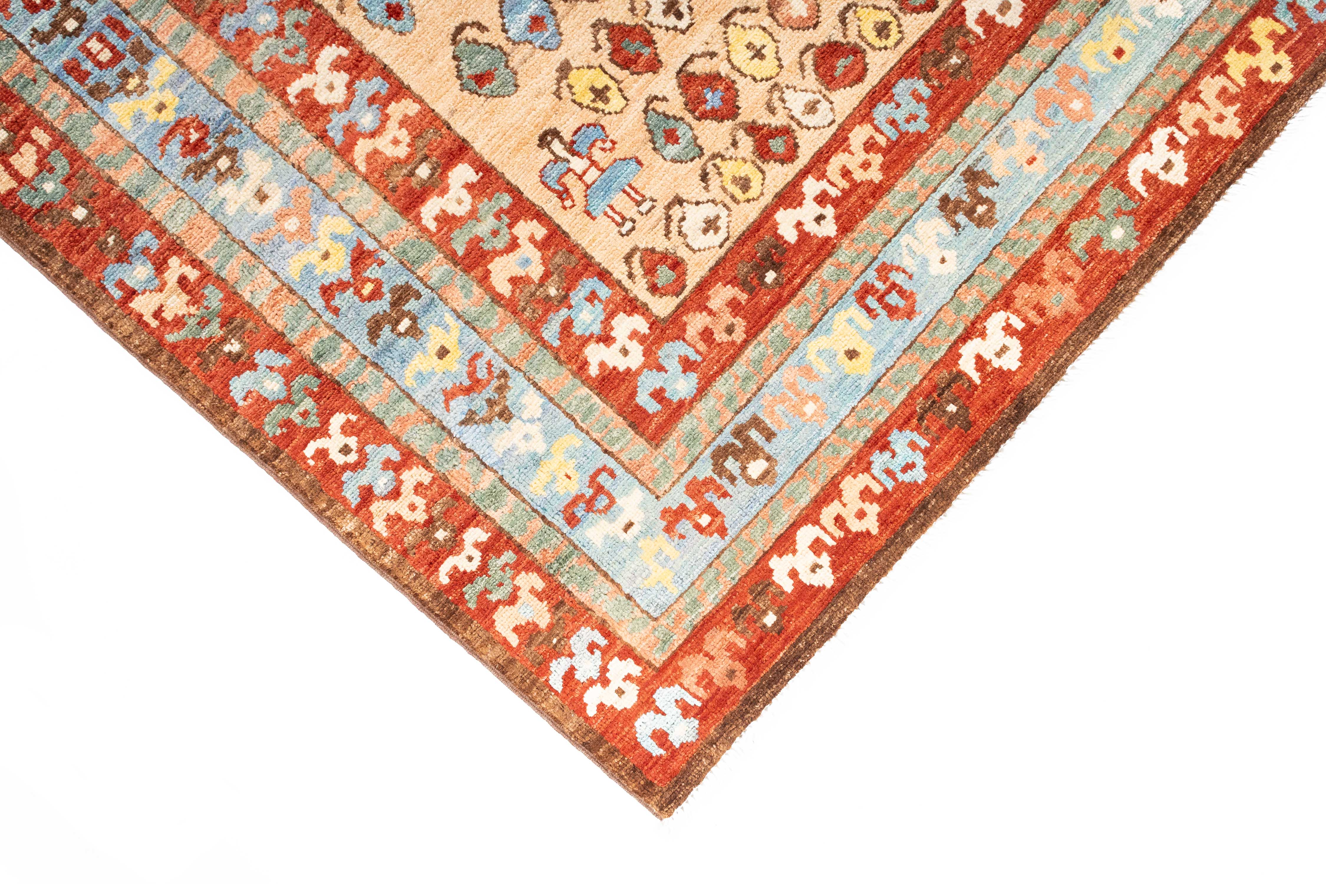 New Afghan Paisley Rug <br> 6'1 x 8'10