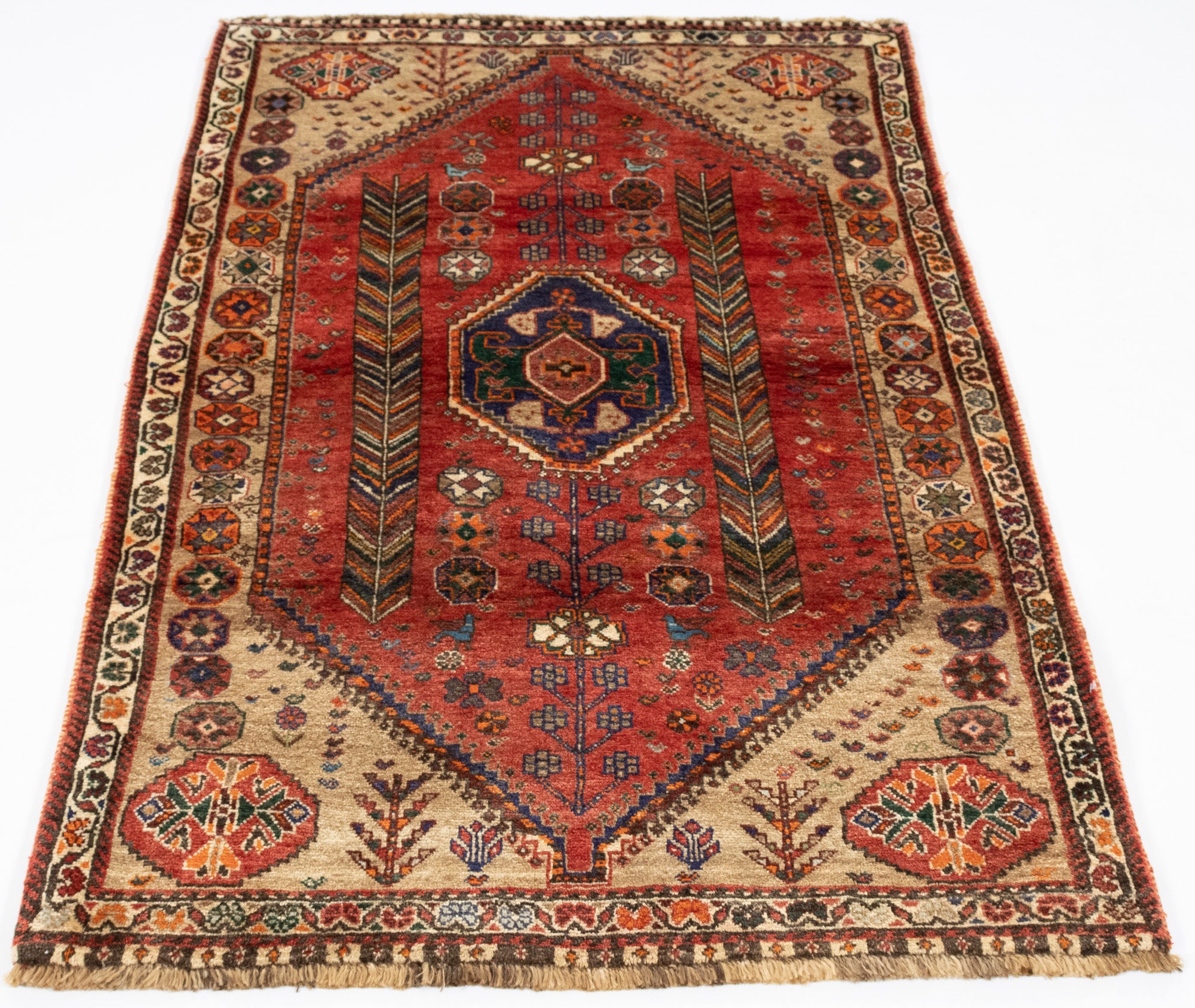 New Persian Gabbeh Qashqai-design Rug <br> 3'5 x 5'4