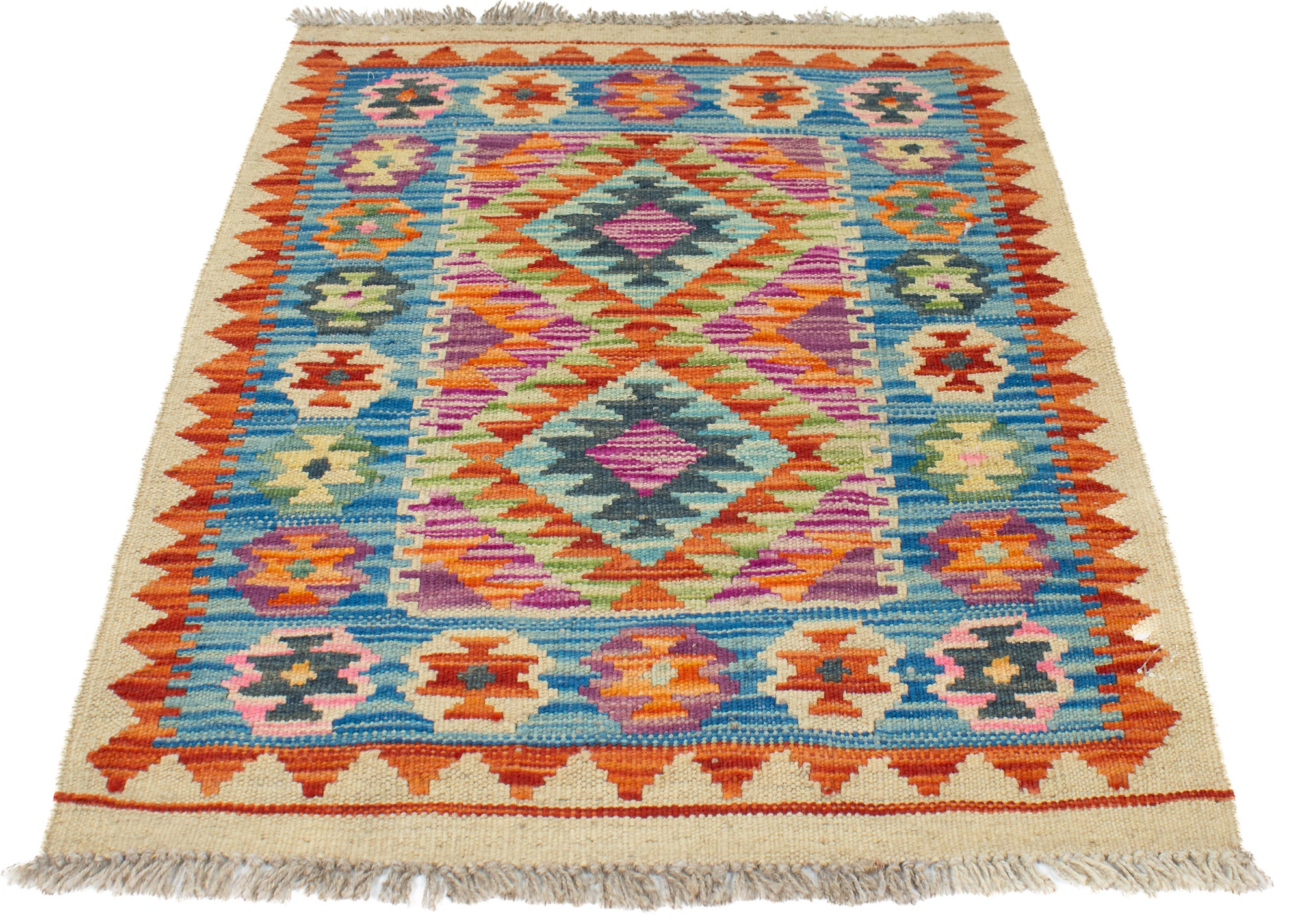 Colorful Pak Kilim Accent Rug <br> 2'0 x 4'0