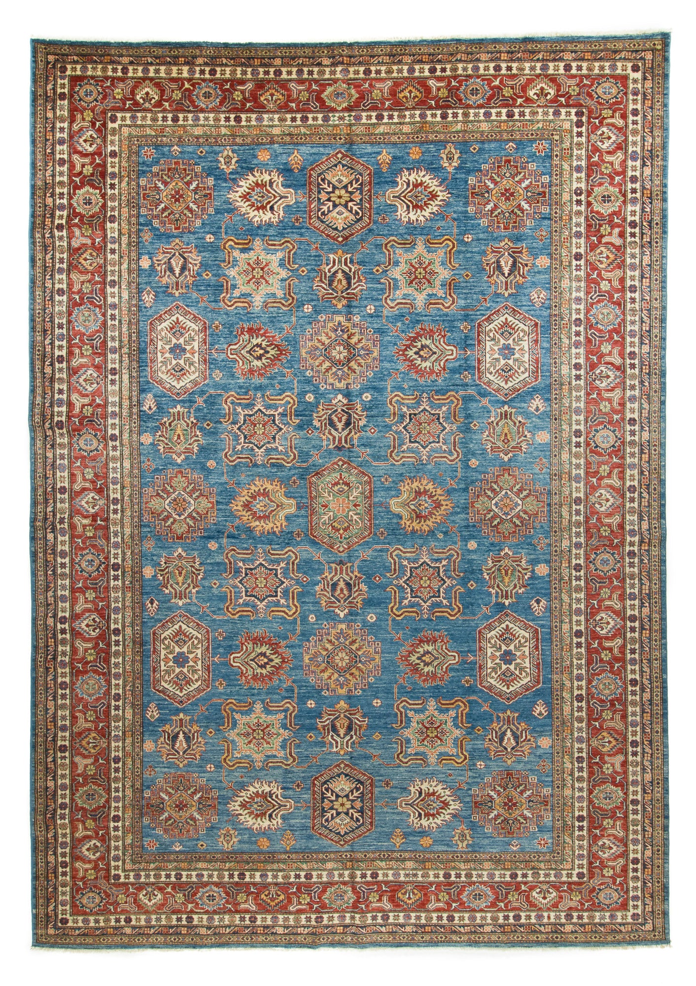 New Handwoven Geometric Pak Kazak Rug <br> 9'0 x 13'0