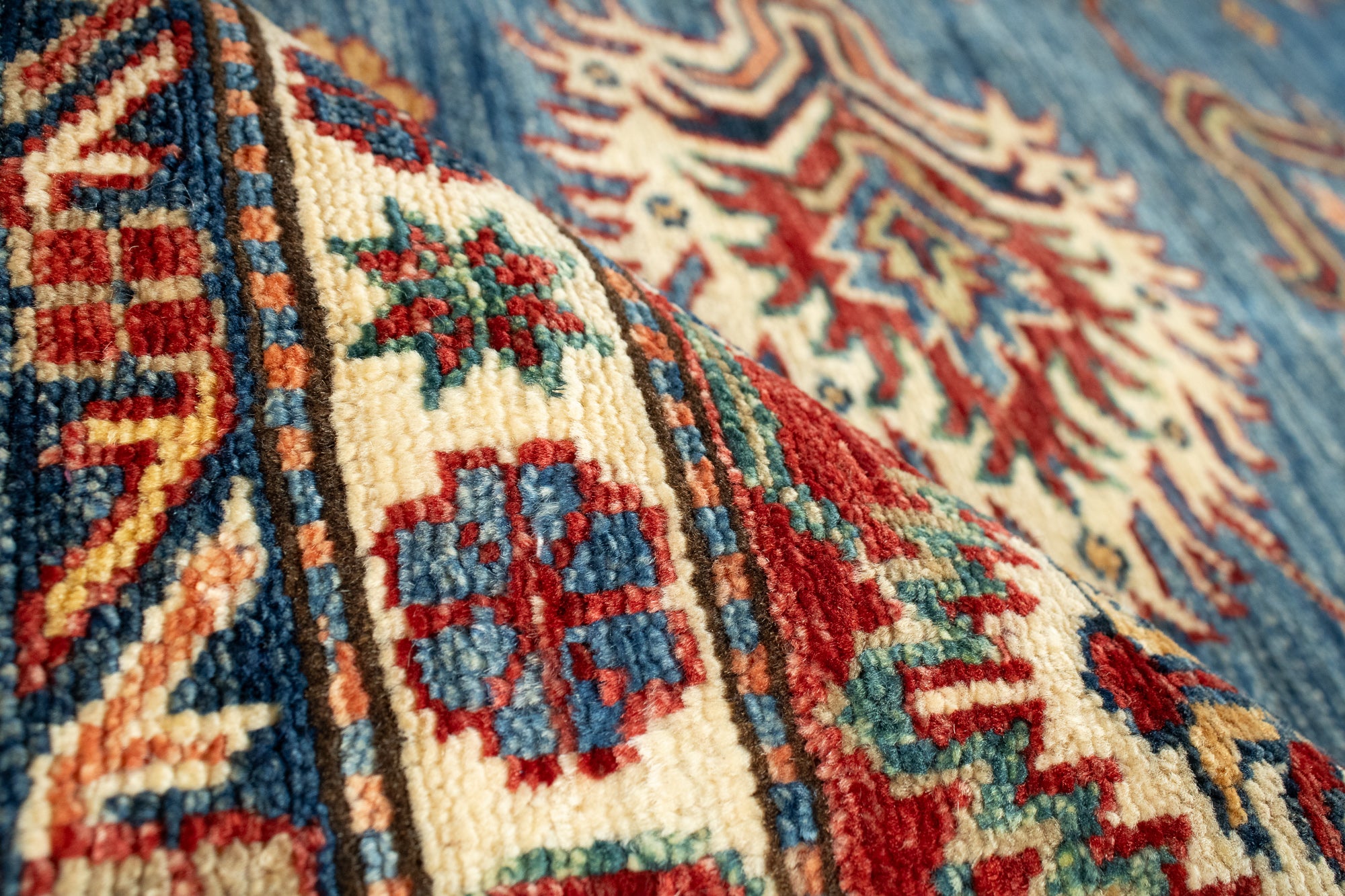 New Handwoven Geometric Pak Kazak Rug <br> 9'0 x 13'0