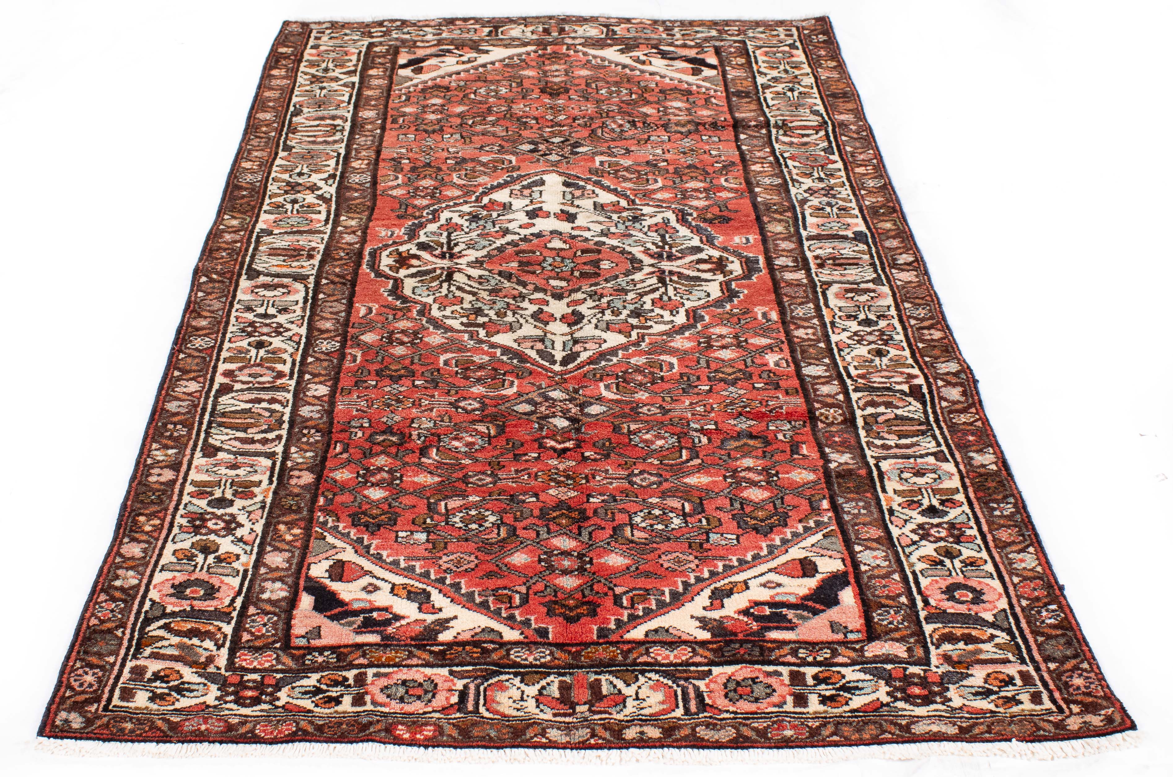 Persian Hoseinabad Rug <br> 4'3 × 7'7