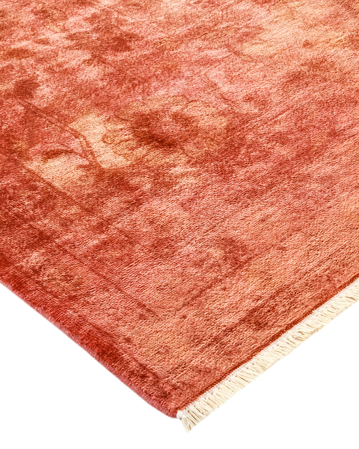 Modern Overdyed Orange Wool Area Rug <br> 9'0 x 12'0