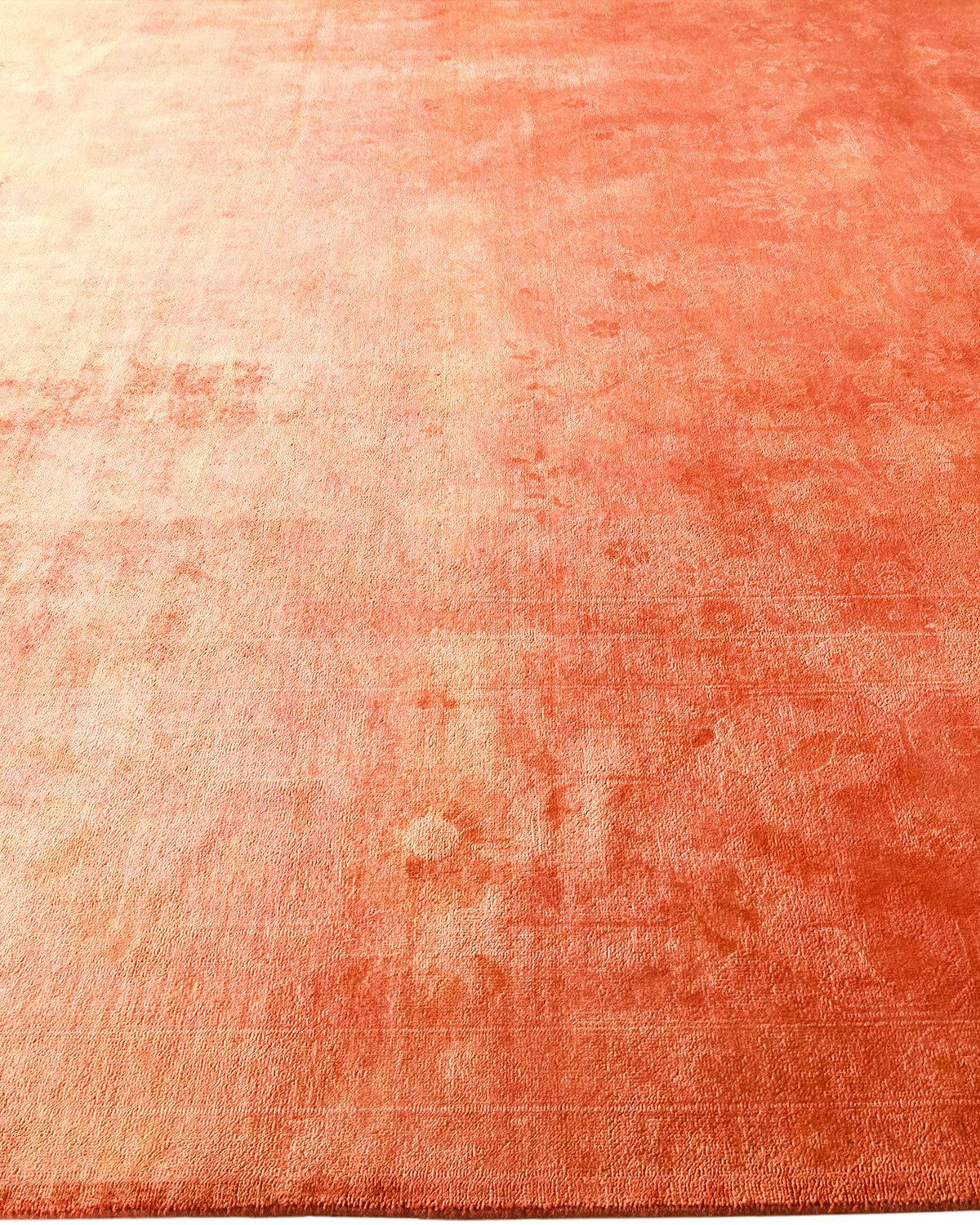 Modern Overdyed Orange Wool Area Rug <br> 9'0 x 12'0