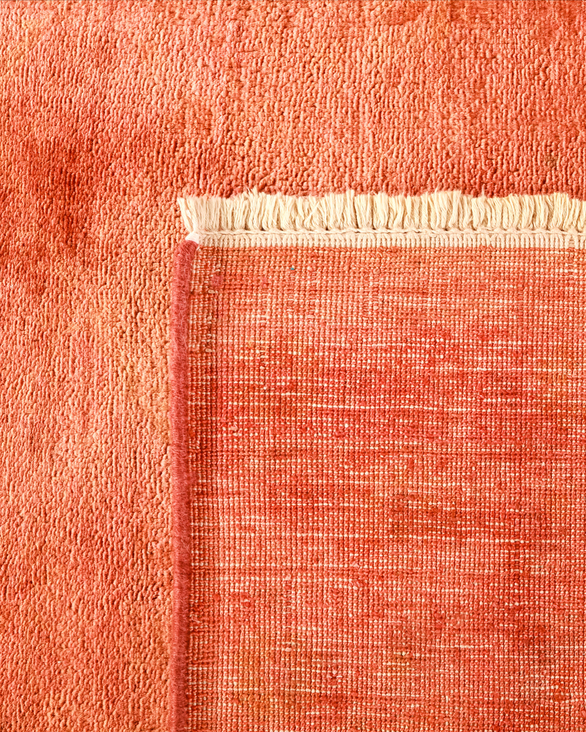 Modern Overdyed Orange Wool Area Rug <br> 9'0 x 12'0