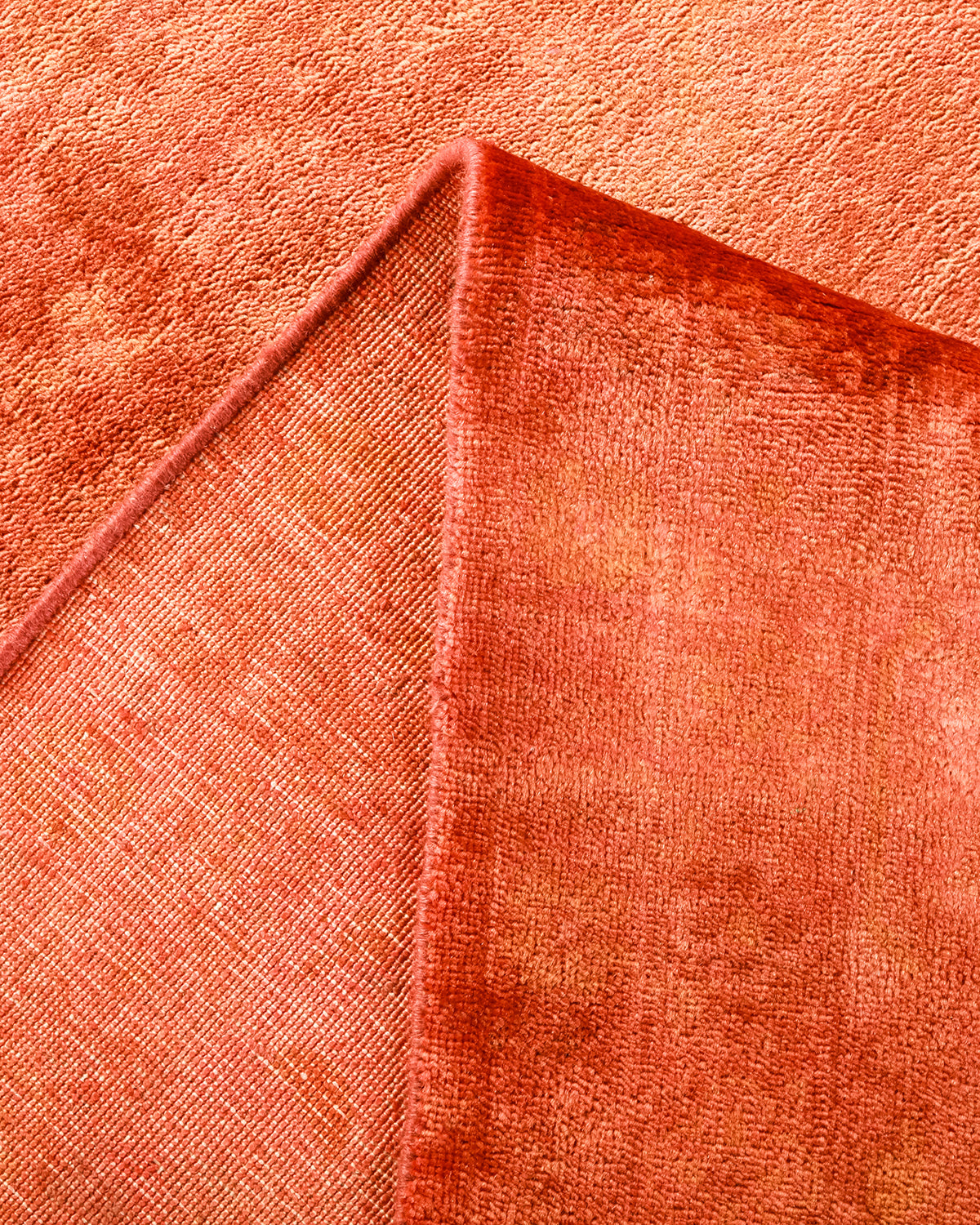 Modern Overdyed Orange Wool Area Rug <br> 9'0 x 12'0
