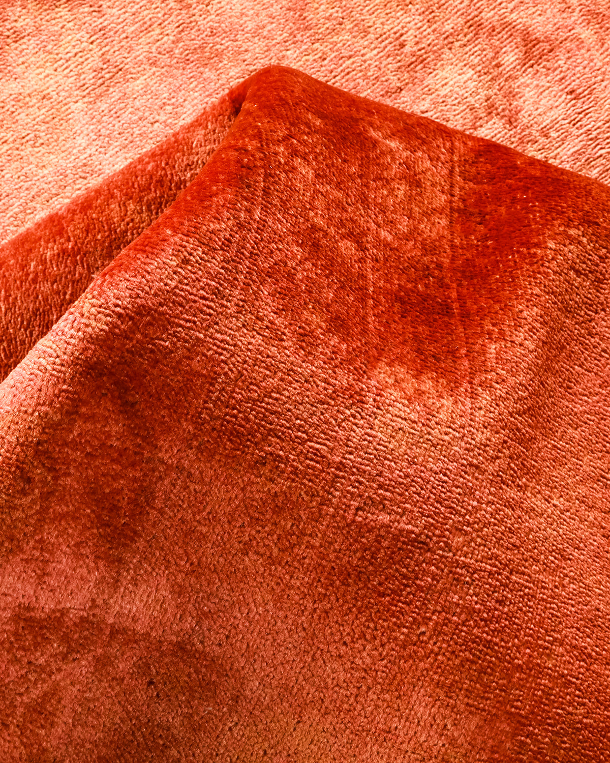 Modern Overdyed Orange Wool Area Rug <br> 9'0 x 12'0
