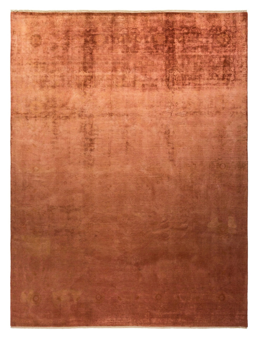 Modern Overdyed Orange Wool Area Rug <br> 9'0 x 12'0