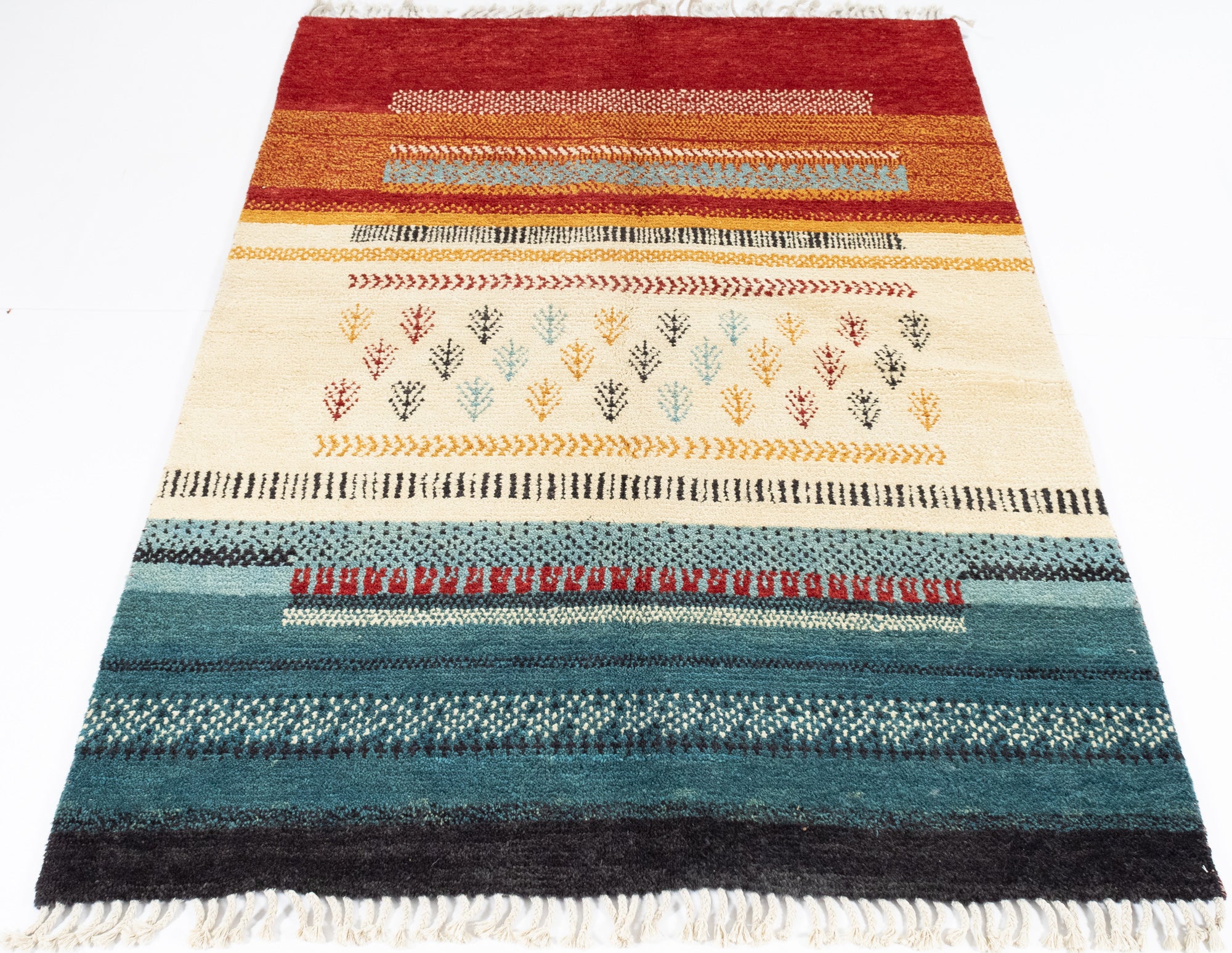 New Pakistani Modern Tribal Design Rug  <br> 5'3 x 7'8