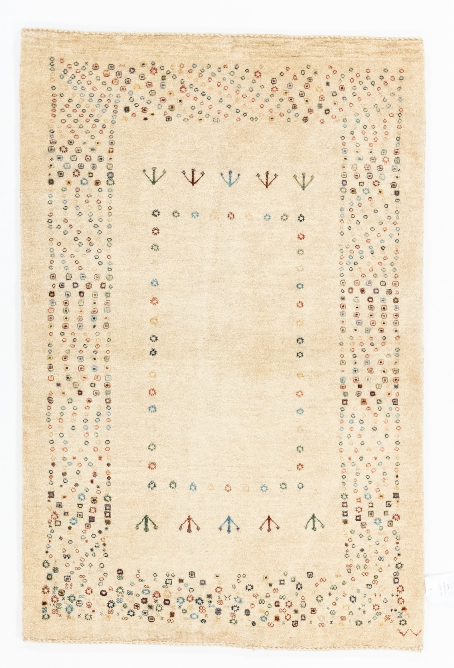 New Persian Gabbeh Rug <br>  3'3 x 4'11