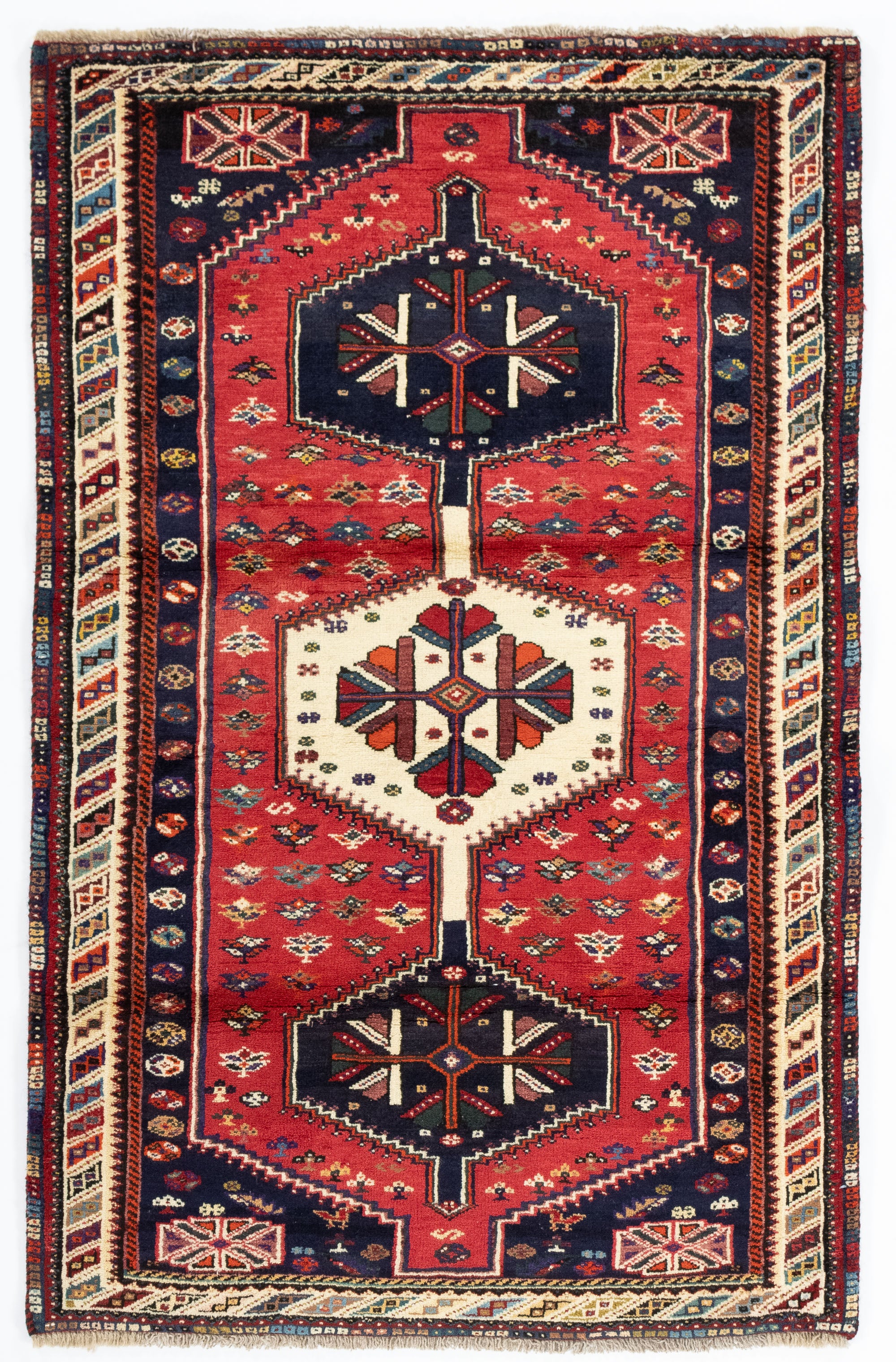 New Persian Gabbeh Qashqai-design Rug <br> 3'5 x 5'5