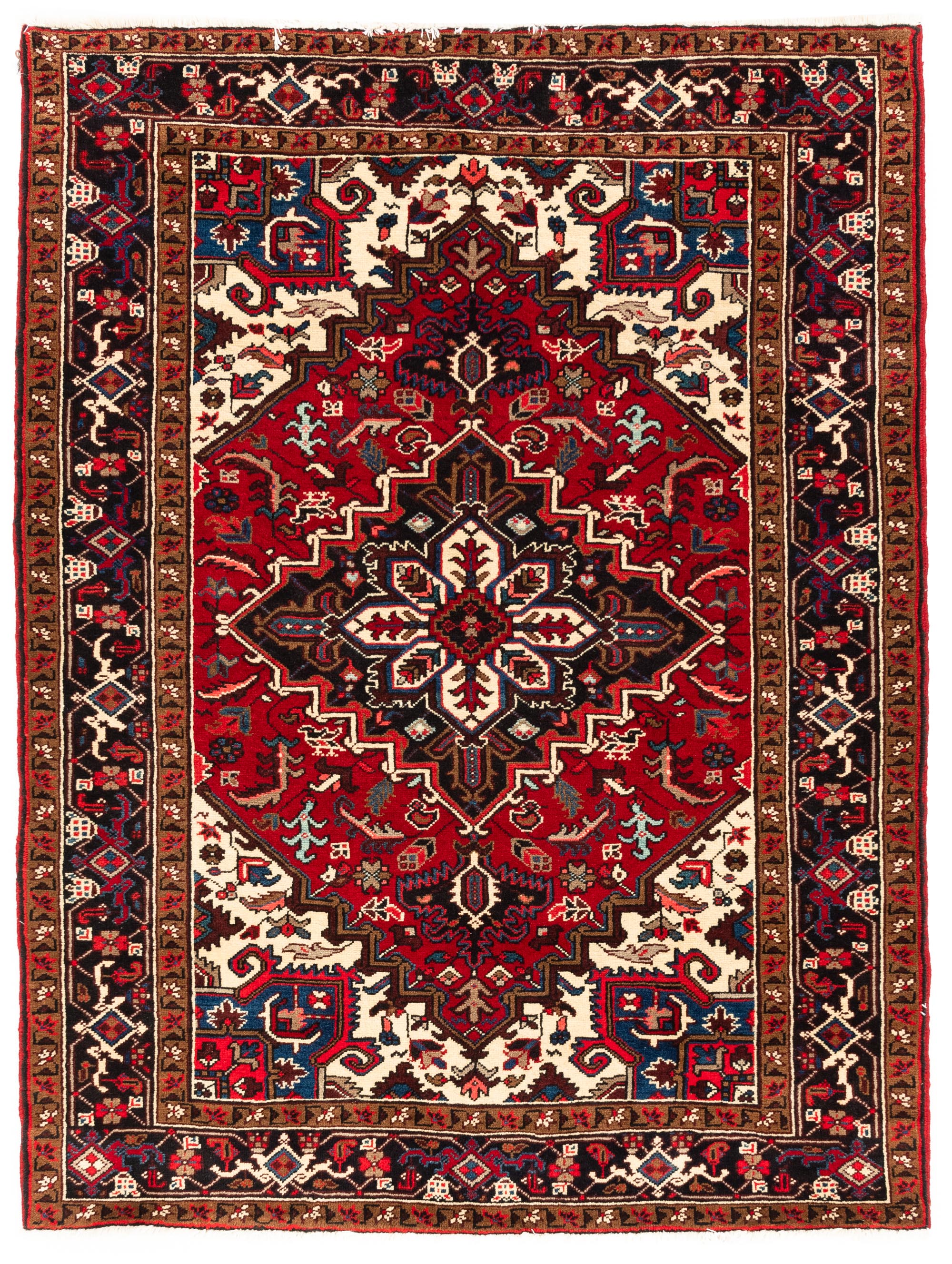 New Persian Heriz Rug <br> 4'11 x 6'7