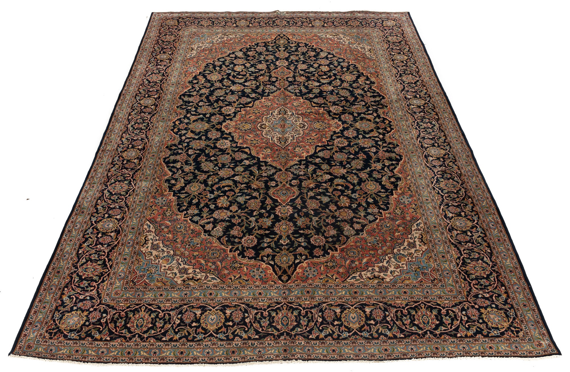 New Persian Kashan Rug <br> 8'5 x 12'2