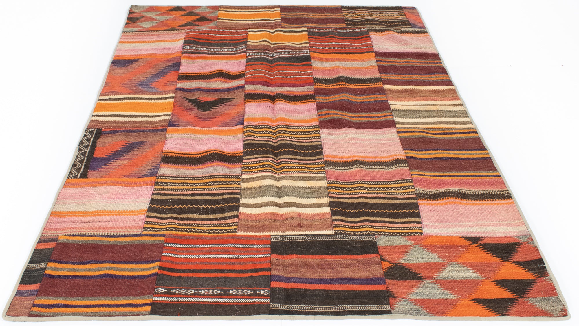 Semi-Antique Turkish Patchwork Kilim <br> 5’6 x 8