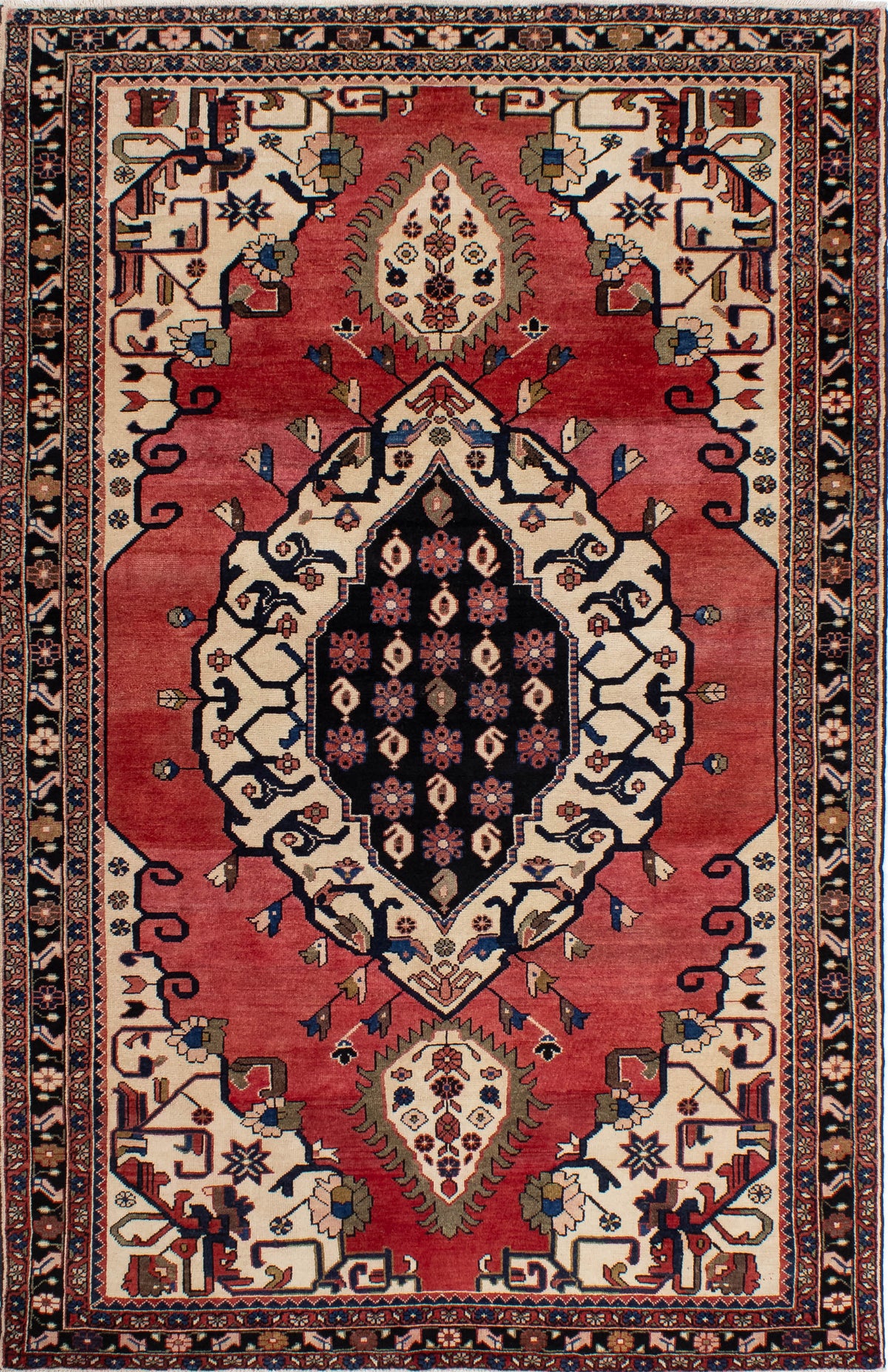 Semi-Antique Persian Hamadan Rug <br> 4'6 x 7'0