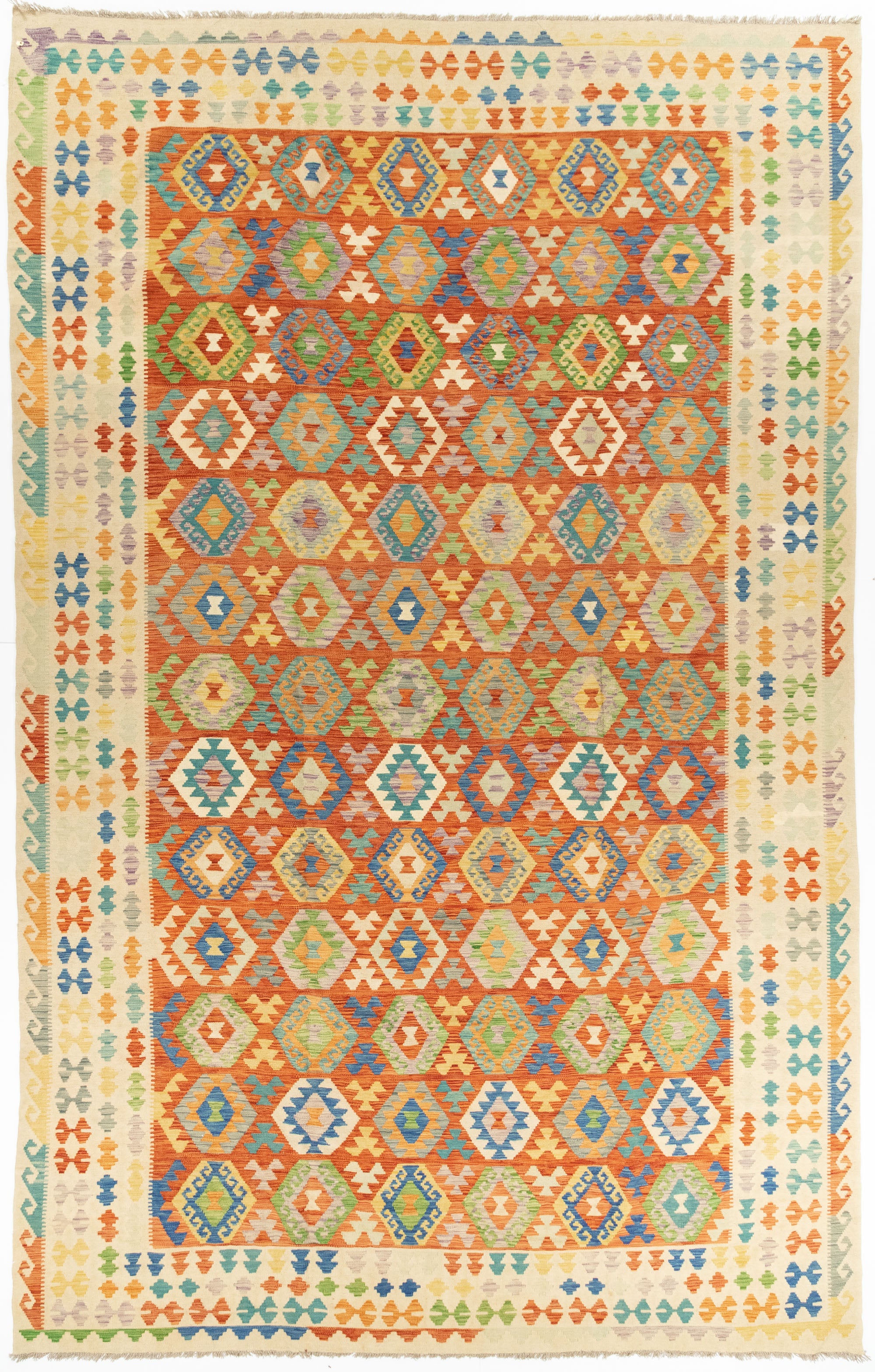 New Pakistani Transitional Kilim Rug <br> 10'1 x 15'10