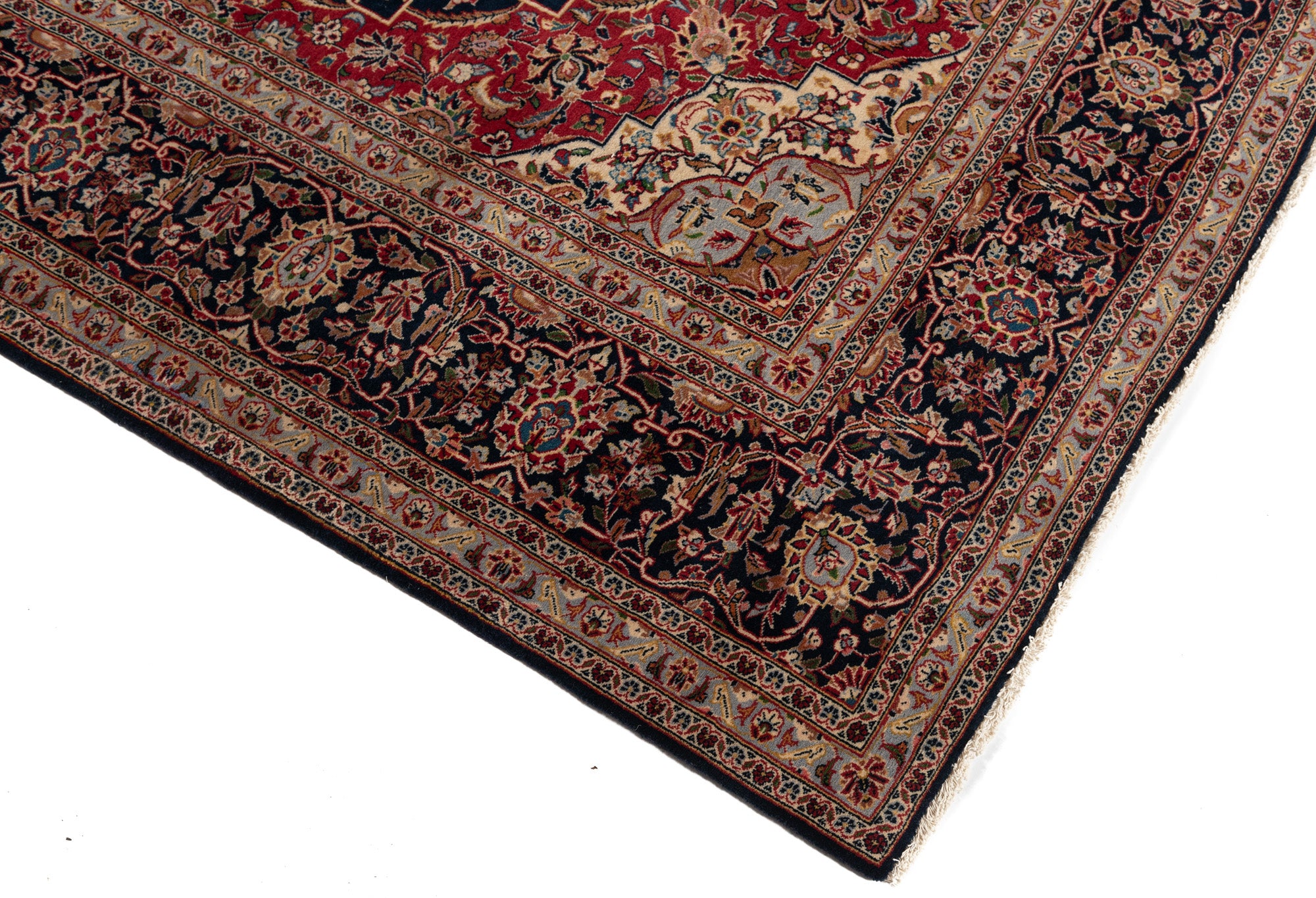 Semi-Antique Kashan Floral Rug <br> 8'7 x 11'10